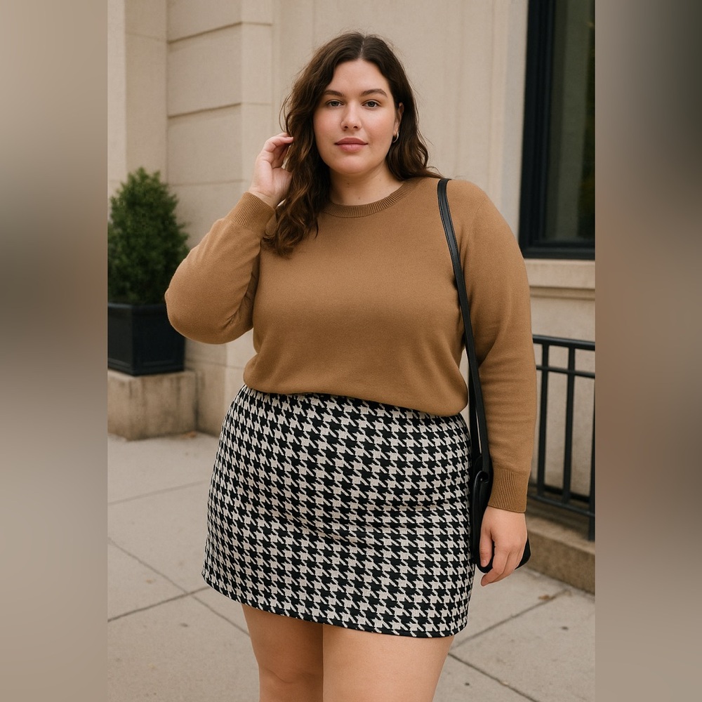 For Love And Lemons Bonnie Houndstooth Mini Skirt 1X - Picture 2 of 8